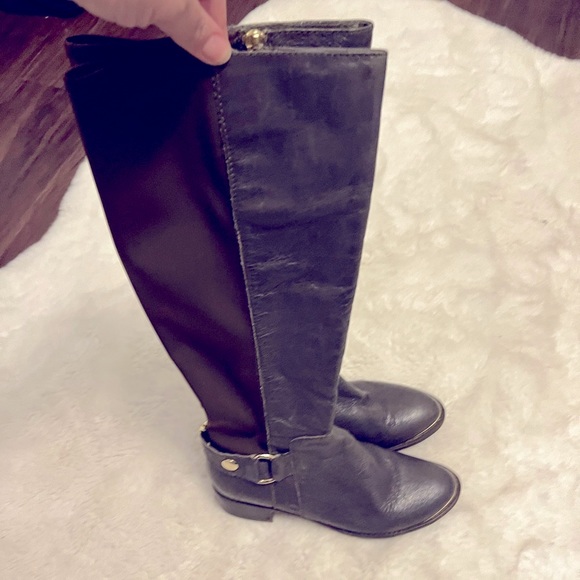 Olive STEVE MADDEN Leather Knee High Biker Boots Sz 6 PRISTINE!✨👢 - Picture 3 of 7